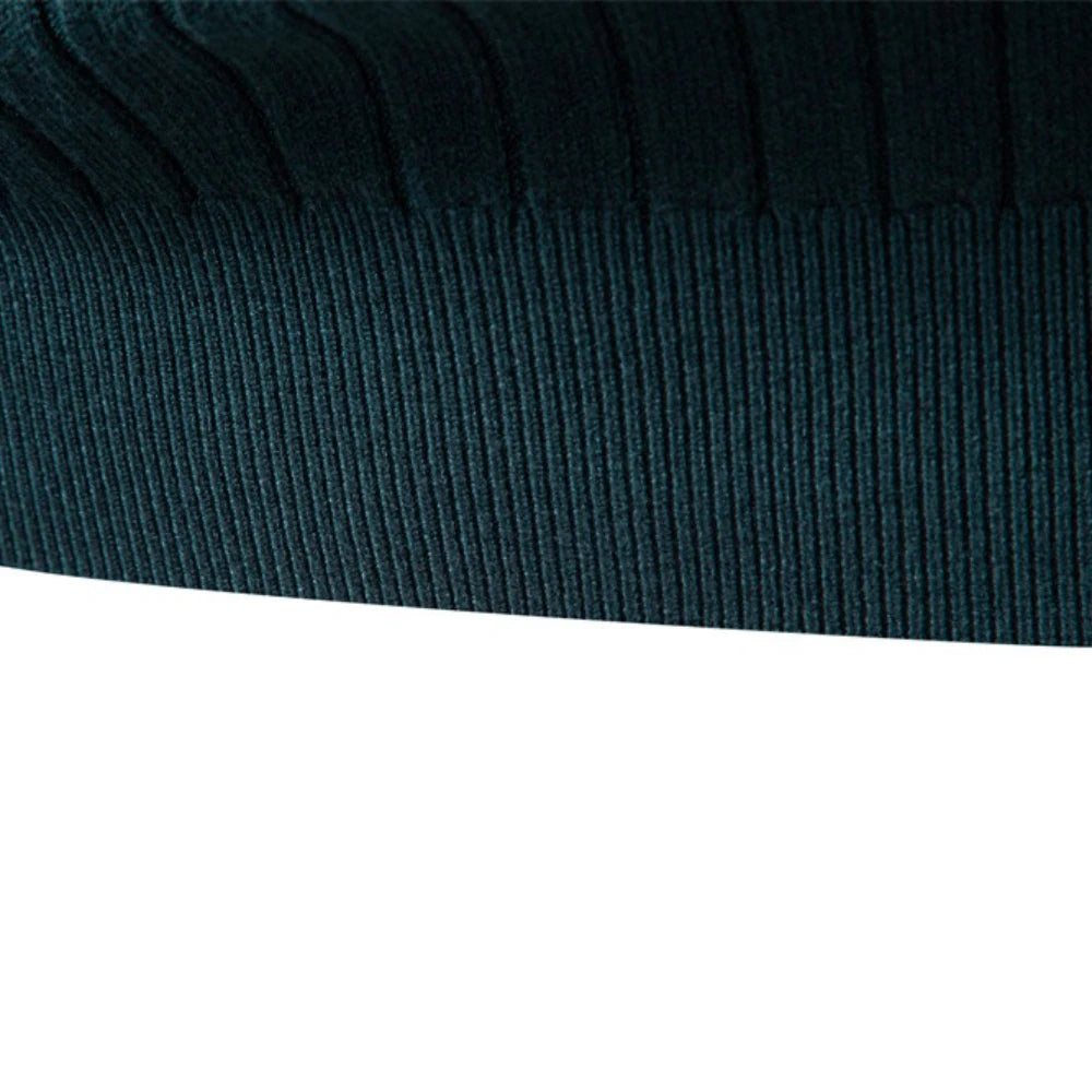 Men's Turtleneck Sweater Solid Colour With Striped Pullover Warm Knitwear Winter Casual High Quality Male Sweater