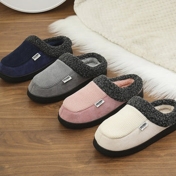 Unisex Winter Cotton Warm Shoes Fleece Lined Outdoor and Indoor Fuzzy Slides With Anti-Skid Short Plush House Slippers For Men & Women