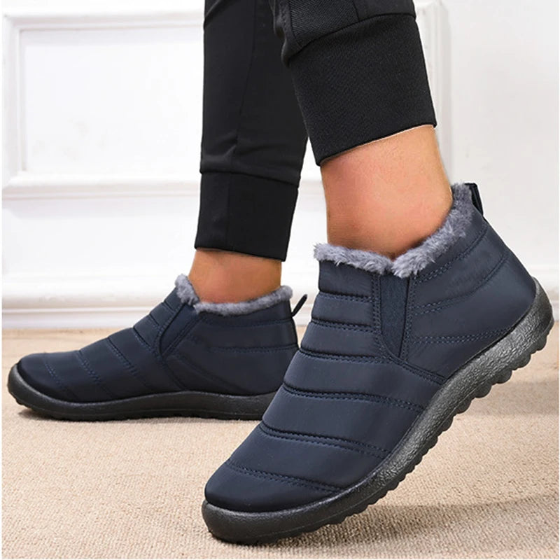 Men's Winter Waterproof Warm Fur Shoes Comfortable Sneakers Male Slip-On Shoes