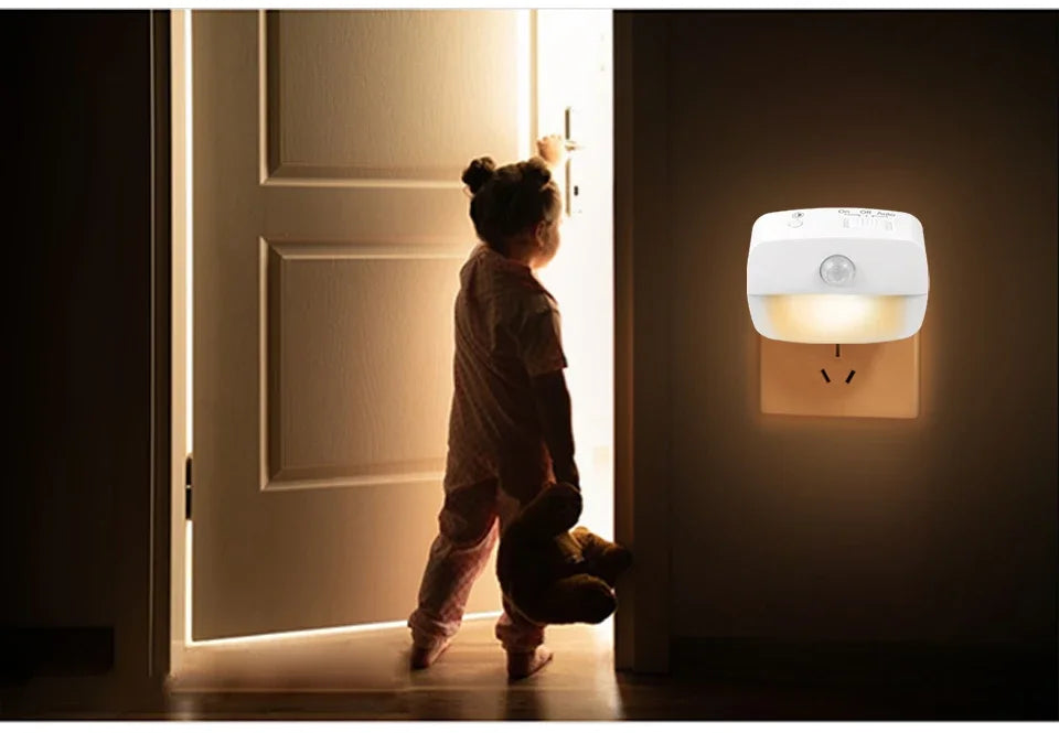 3-kleuren LED-nachtlampje met bewegingssensor EU US-stekker PIR-menselijke infraroodinductielamp voor slaapkamer, gang, trap, keuken