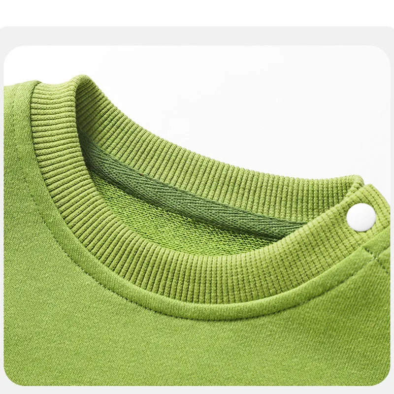 New Spring Kids Green Hoodie Children Cartoon Dinosaur Sweatshirt Girls Tops Boys Colour Block Outwear 12M-6T Unisex