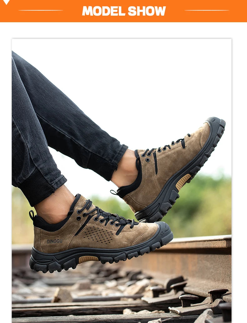 EOCENE Men’s Steel Toe Safety Work Shoes – Lightweight Anti-Smash & Puncture-Resistant Industrial Sneakers