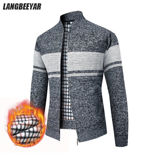Men's High Quality Thick Plus Velvet Brand Casual Fashion Baseball Collar Classic Jacket, Zipper Warm Windbreaker Male Coats