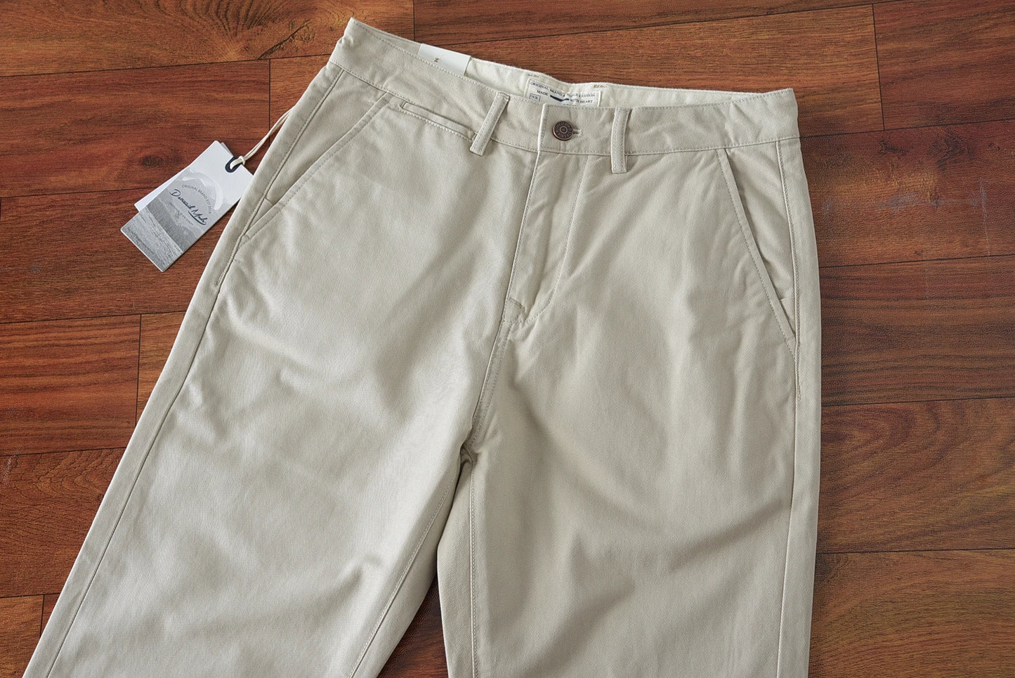 2024 Lente en herfst Nieuwe Amerikaanse retro zwaargewicht geweven keper casual broek Heren eenvoudige 100% katoenen gewassen rechte broek