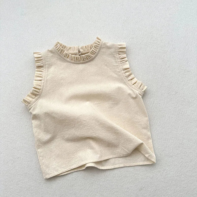 Summer Kids Vest Girls Boys Sweet Floral Sleeveless Tops Children Outwear Clothes 1-6T Unisex