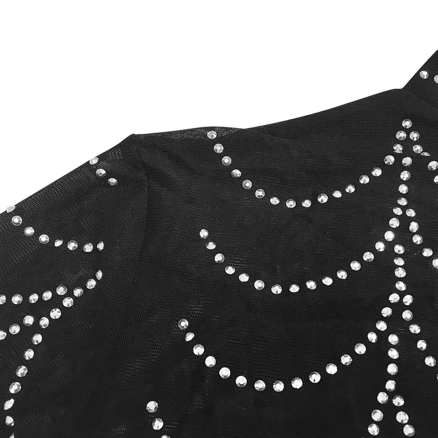 Sexy Rhinestone Sheer Mesh Long Sleeve  Party Dress