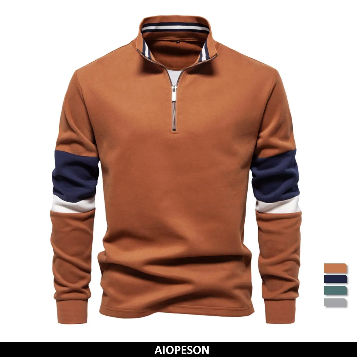 Men's Mock Neck Quarter Zip Sweatshirts Patchwork Casual Pullover Cotton-blend Sweatshirt for Men