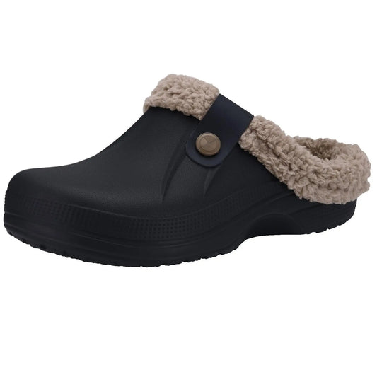 Unisex Plush Garden Winter Slippers Fur Clogs Slippers Non-Slips Cosy Fuzzy Home Slides With Soft Furry Waterproof For Men & Women