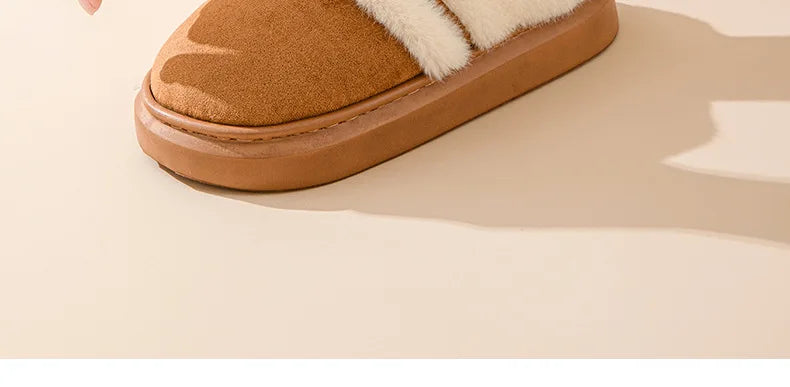Women's Casual Winter Warm Flat Slippers With Soft Fluffy Cosy Cotton Thick Bottom and Non-Slip Sole Suitable For Home and Outdoor Use Ladies Shoes