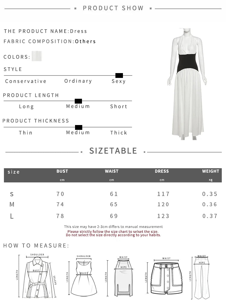 Elegant Contrast Patchwork Dress Women Halter Low-Neck Backless Ruched Ruffles Hem Vacation Beach Party Long Bodycon