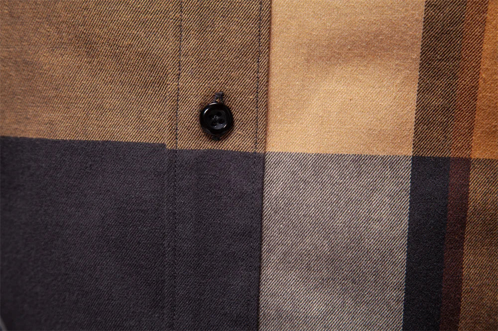 Men's Classic Plaid Shirt 100% Cotton Long Sleeve Autumn Winter Thickened Office Formal Business Executive Shirts For Men