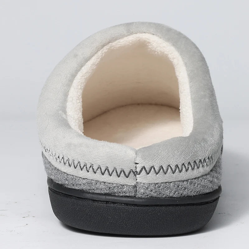 Men's Winter Warm Cotton Shoes Soft Memory Foam Casual Indoor Flat Slides Short Plush Male Fluffy Home Slippers