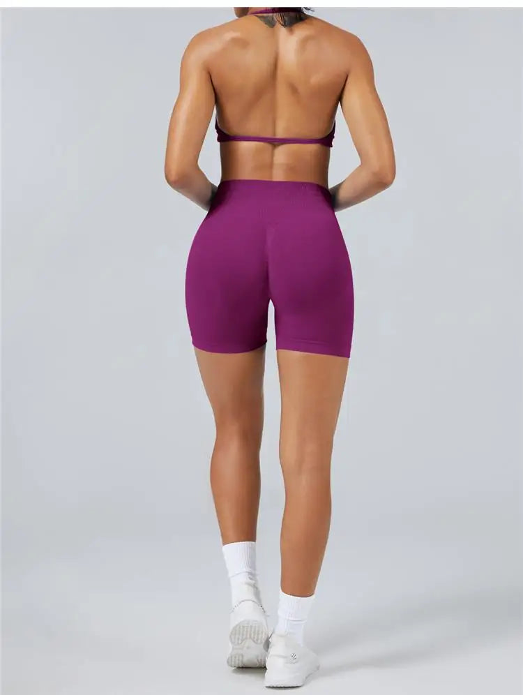 Seamless High Support Impact Yoga Bra Women Strappy Sport Bra Thin Strap Halter Workout Tank Fitness Top Gym Wear