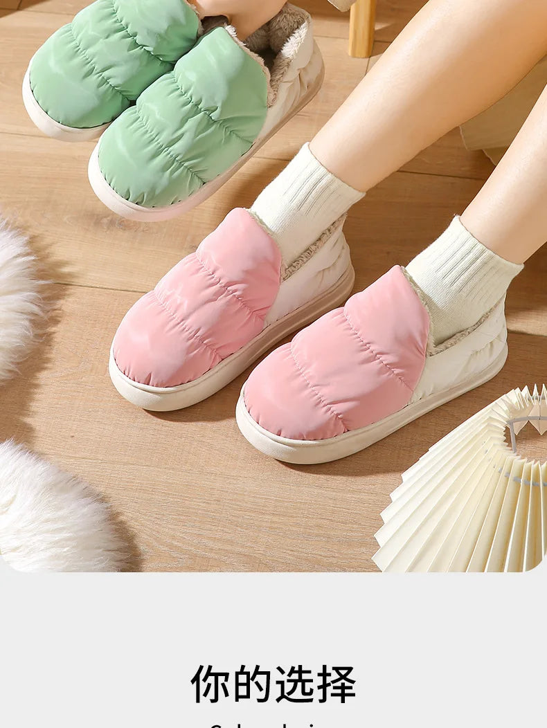 Women's Winter Warm Flat Slippers With Soft Fluffy Cosy Cotton Thick Bottom and Non-Slip Sole Suitable For Home and Outdoor Use Ladies Shoes