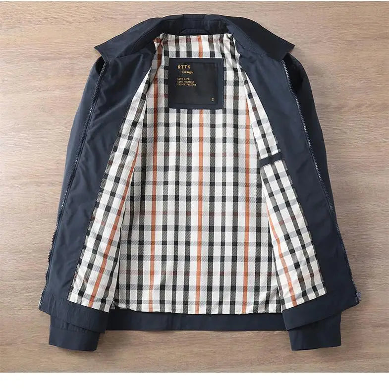 2025 Lente en herfst Nieuwe Amerikaanse retro lange mouwen revers zakelijke casual jas heren slanke veelzijdige dagelijkse jas met ritszak