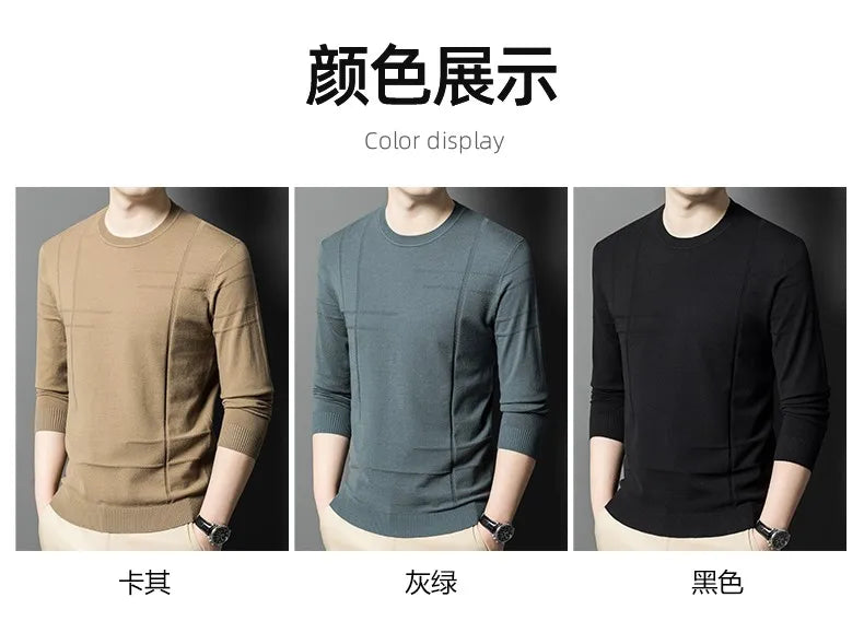 Men's High-End Woollen Striped Designer Knitted Pullover Sweater, Casual Trendy Korean Brand, and Male Jumpers