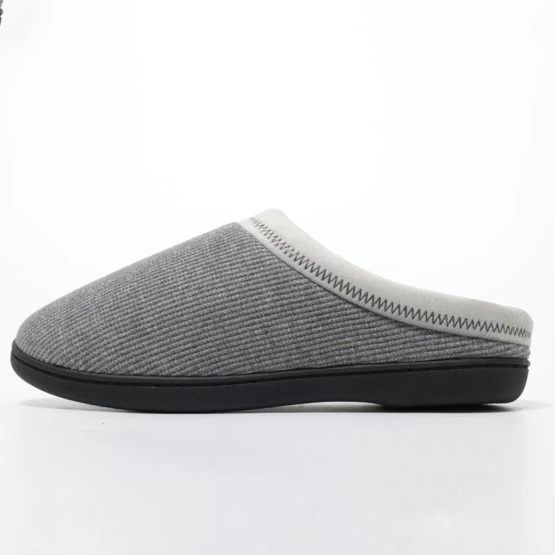 Men's Winter Warm Cotton Shoes Soft Memory Foam Casual Indoor Flat Slides Short Plush Male Fluffy Home Slippers
