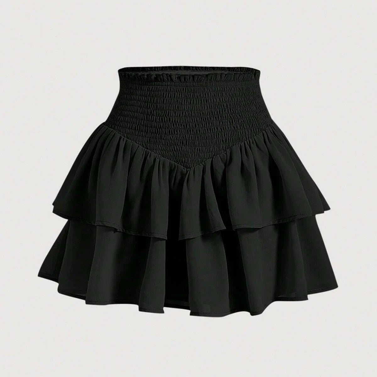Dames minirok met hoge taille, peplum, gelaagd, casual, alle seizoenen, basic, effen, preppy, uitlopende A-lijn rokken