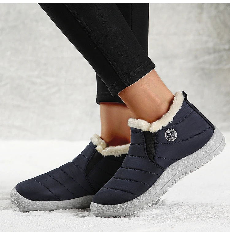 Men's Warm Fur Flat Shoes Waterproof Winter Slip-On Sneakers For Men