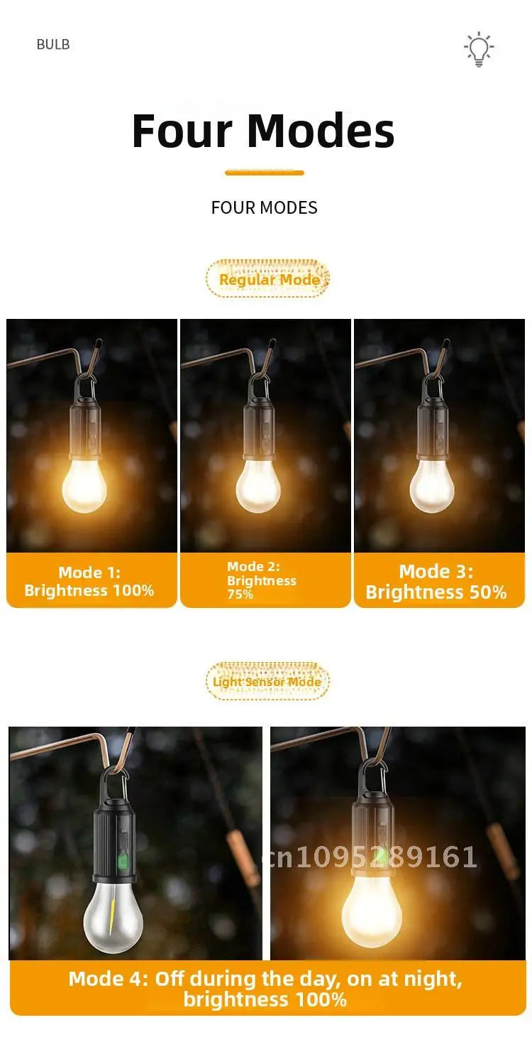 Solar Charging Retro LED/Tungsten Camping Light Emergency Tent Bulb Outdoor Lighting Cross Border New Style
