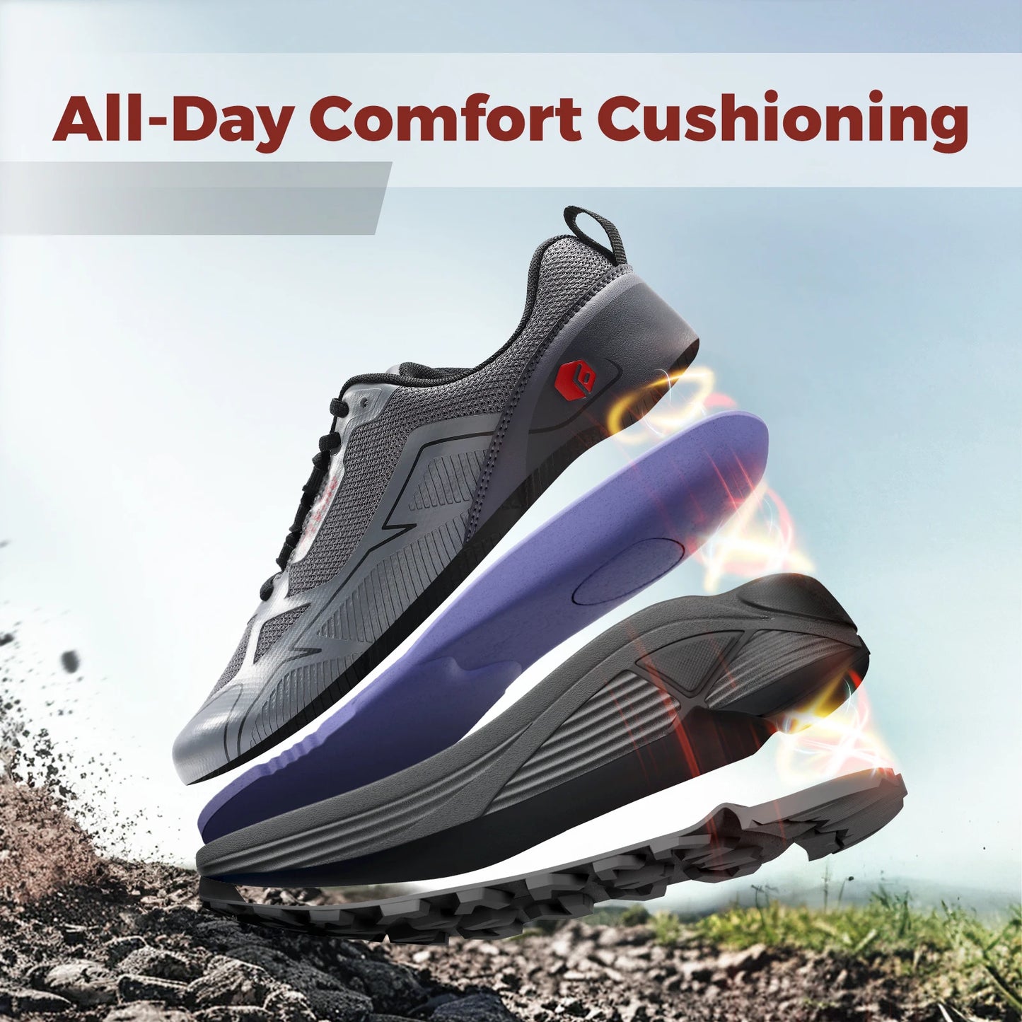 Non-Slip Trail Running Shoes Men's Sneakers Extra Wide Lightweight for Male Swollen Feet Arch Support Pain Relief