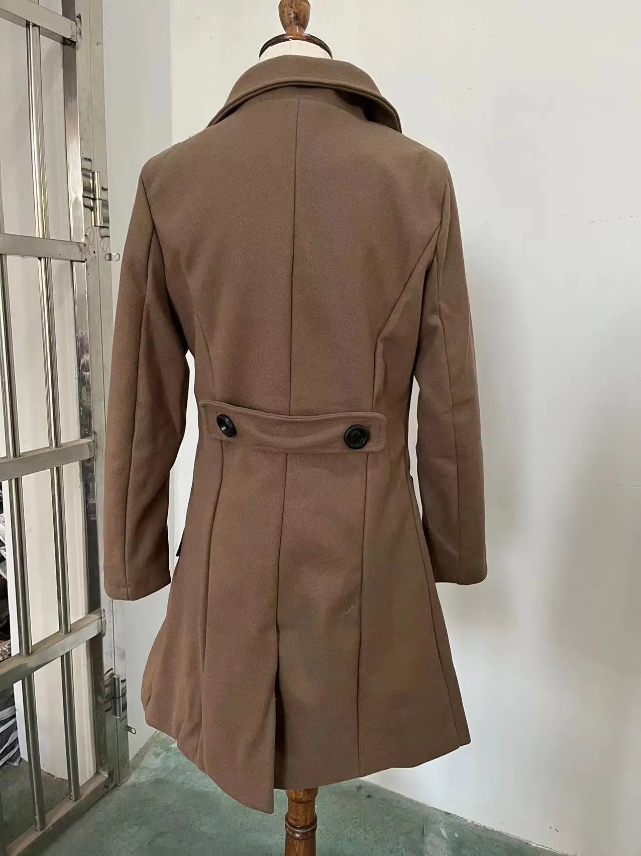 2024 Autumn Winter Women Long Woolen Coats Double Breasted Female Solid Color Slim Fit Outerwear Turn-down Collar Streetwear