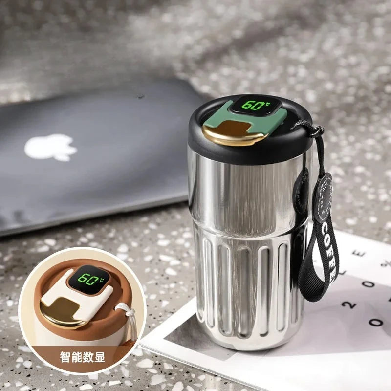 316 SS Smart Vacuum Insulated Thermos Flask - 24/12Hr Hot/Cold Retention, Leakproof, Minimalist Design, Travel Coffee Mug for