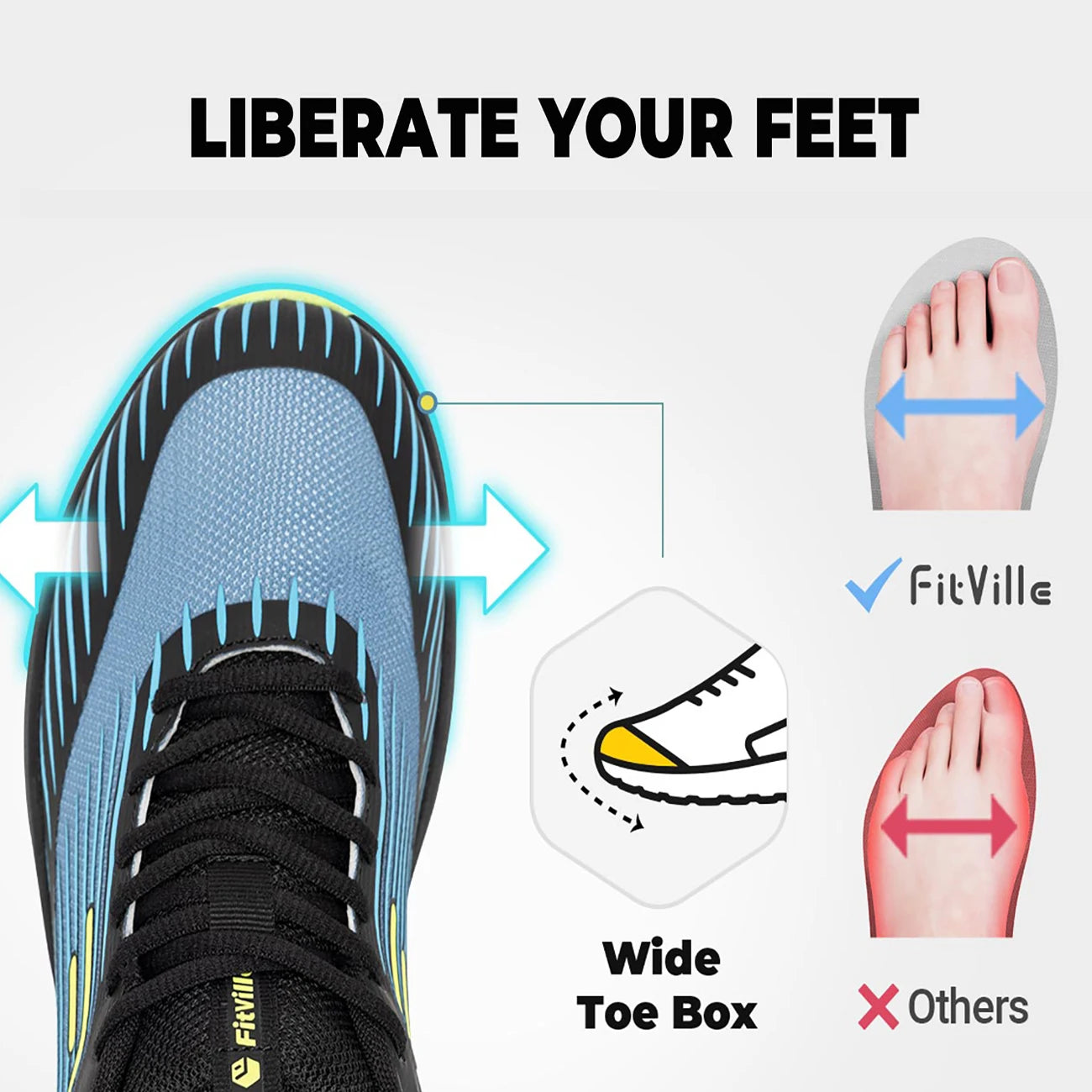 Men's Extra Wide Non-Slip Trail Running Shoes - Lightweight Sneakers For Swollen Feet & Arch Support Pain Relieve