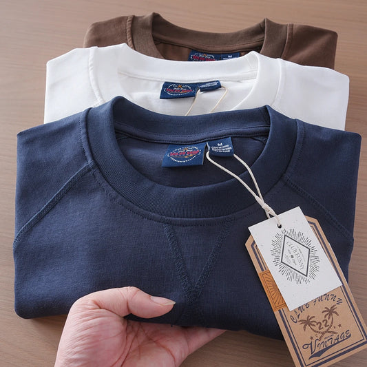 2025 Zomer Nieuwe Amerikaanse Retro 280G Korte Mouw O-hals Effen Kleur T-shirt Herenmode 100% Katoen Gewassen Casual Losse Tops