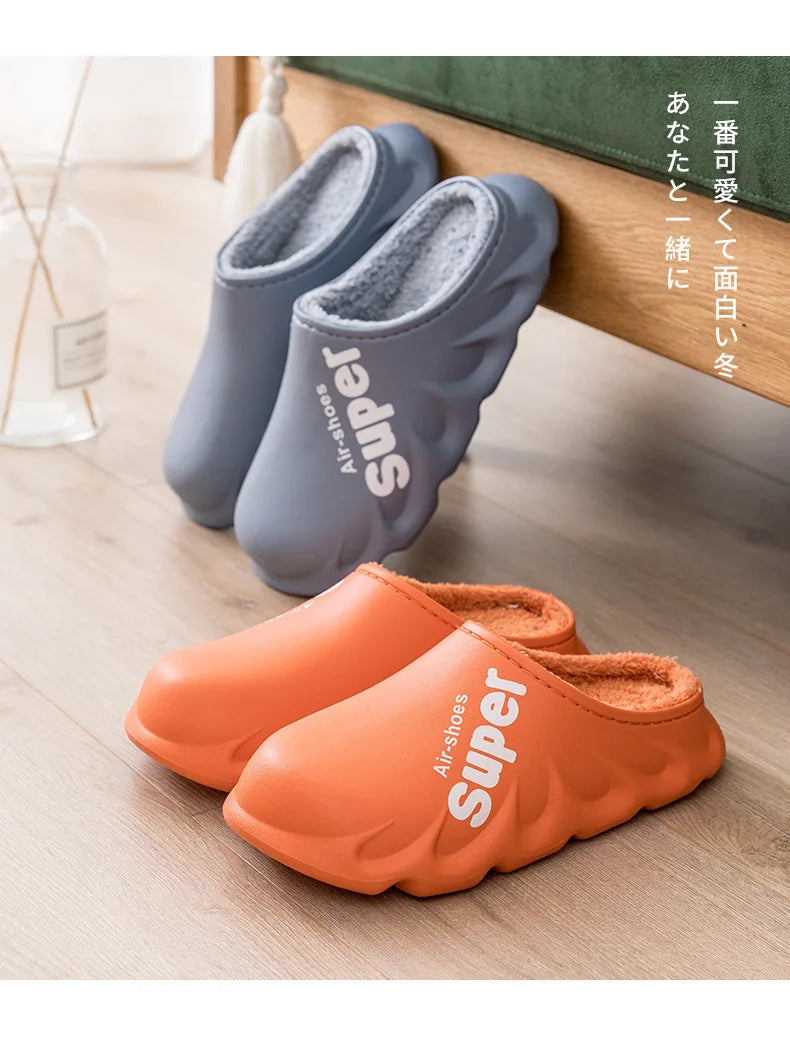 Unisex Winter Plush Sport Slippers Outdoor Waterproof Home Warm Fuzzy Slippers Suitable As Garden Shoes For Men & Women