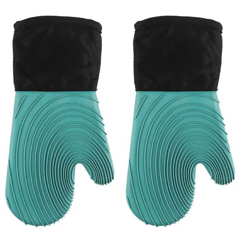 Flexible Silicone Oven Mitts Set For Cooking Kitchen Essentials Extra Long Professional Heat Resistant Gloves Baking Supplies