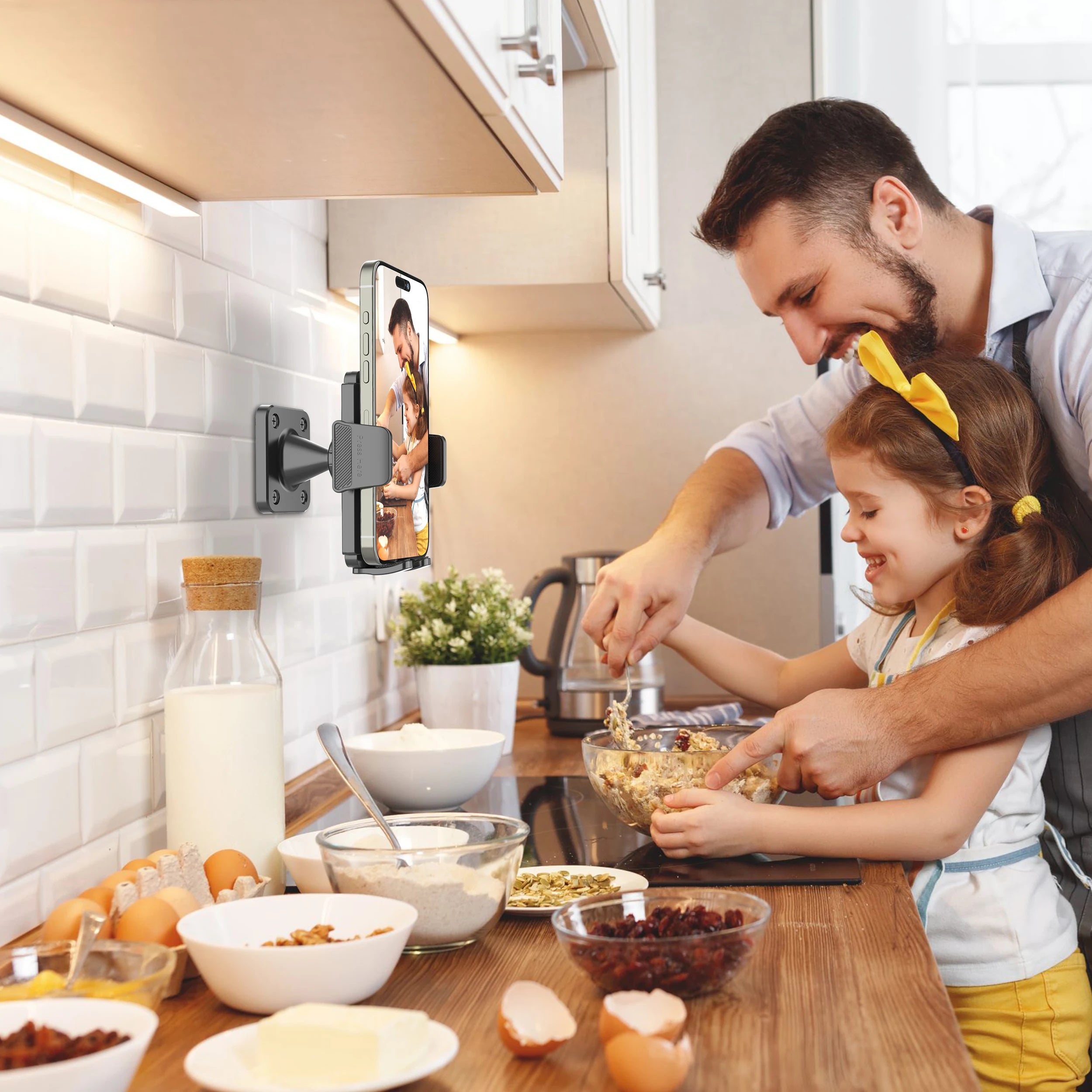 Wall Mount Phone Holder for Truck/Car/Boat/Wall/Desk,Compatible All Smartphone with 3.5~7.5 inch,360 Degree Free Rotation