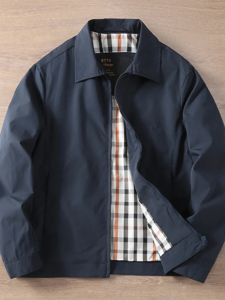 2025 Lente en herfst Nieuwe Amerikaanse retro lange mouwen revers zakelijke casual jas heren slanke veelzijdige dagelijkse jas met ritszak