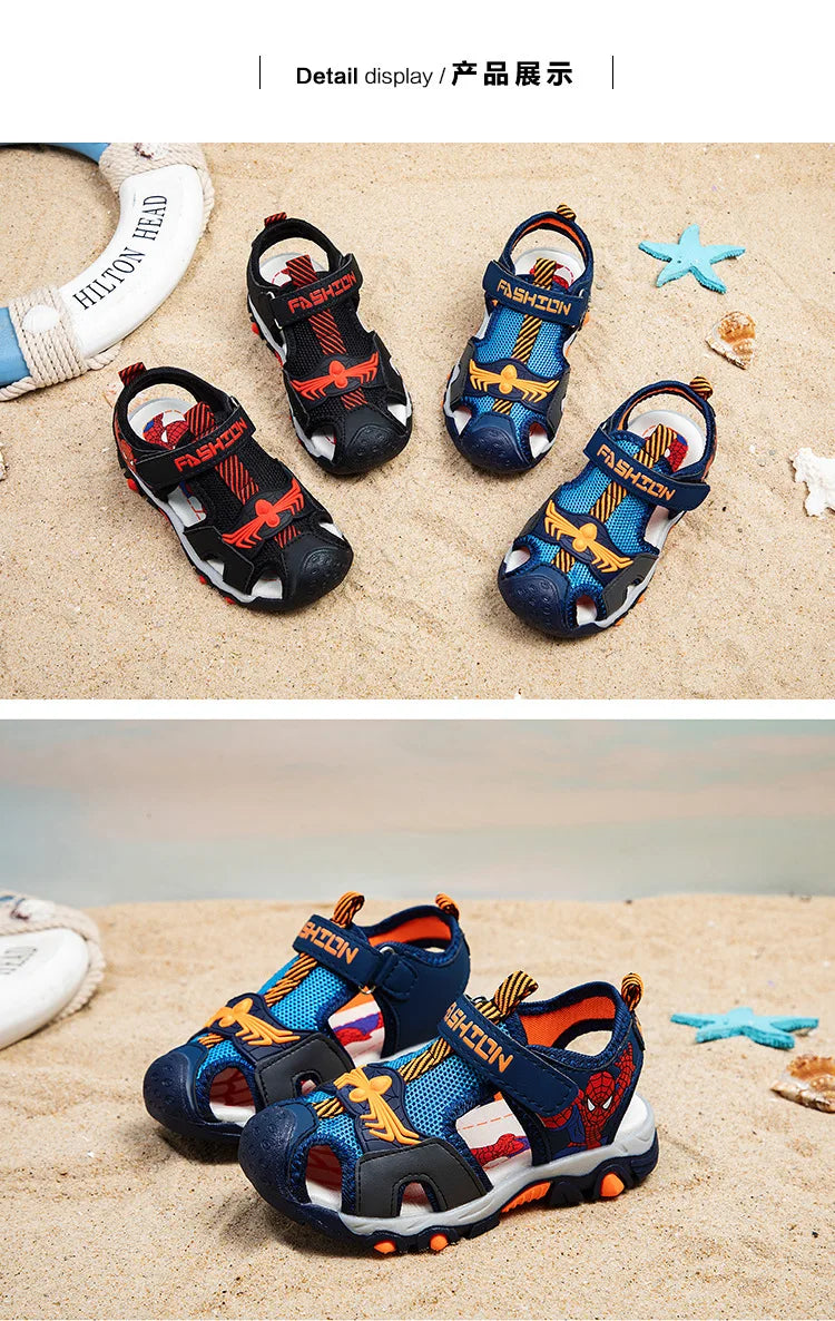 Boys Sandals Summer Kids Beach Shoes Children Shoes Cartoon Spiderman Boys Shoes Baby Sandals Soft Toddler Kids Sandals