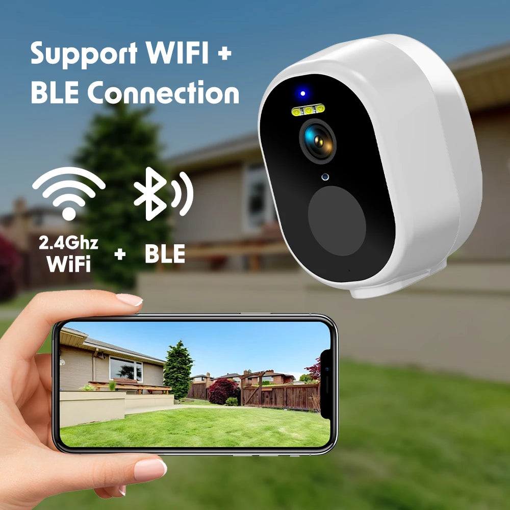4MP Tuya Smart Wireless WiFi +BLE Outdoor Battery Solar Powered Spotlight Human Detection Surveillance CCTV IP Network Camera 2K
