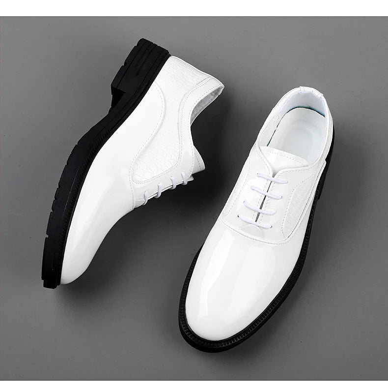 Fashion Mens Formal Dress Shoes Red White Male Business Office Men Oxfords Luxury Brand Wedding Shoes