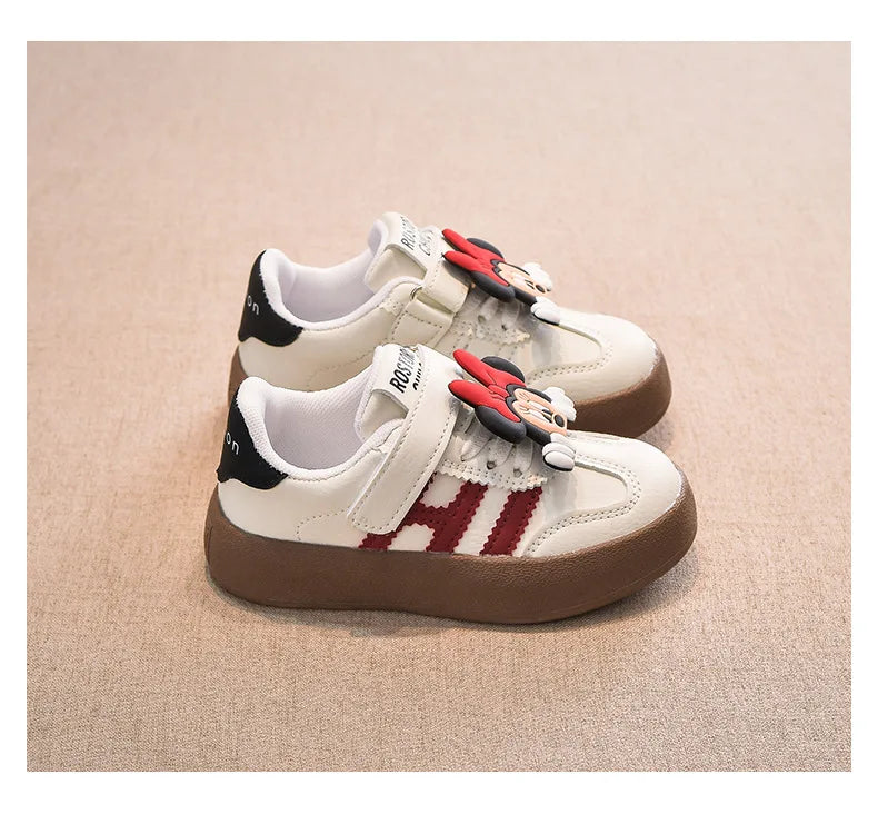 Cartoon Children's Casual Shoes Cute Minnie Girls Sneakers Fashion Mickey Boys Sport Shoes Anti-Slip Soft Sole Kids Board Shoes