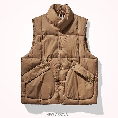 Herfst en winter Nieuw Japans retro katoenen gewatteerd cargovest Herenmode Verdikt casual multi-pocket broodjasje