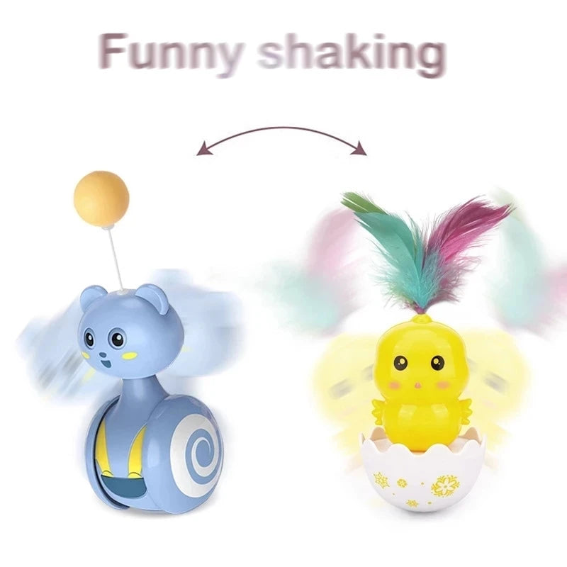 Cat Interactive Feather Toys Pet Bumbler Funny Toy Interactive Cats Toys Cat Rolling Teaser Feather Wand Toys Rotating Ball