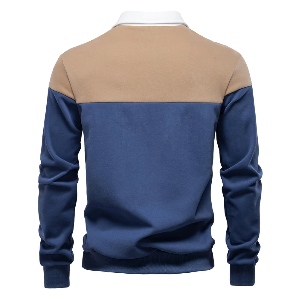 Men's Premium Design Sweatshirt Colour Block Hoodies Long Sleeve Business Casual Social Sweatshirt