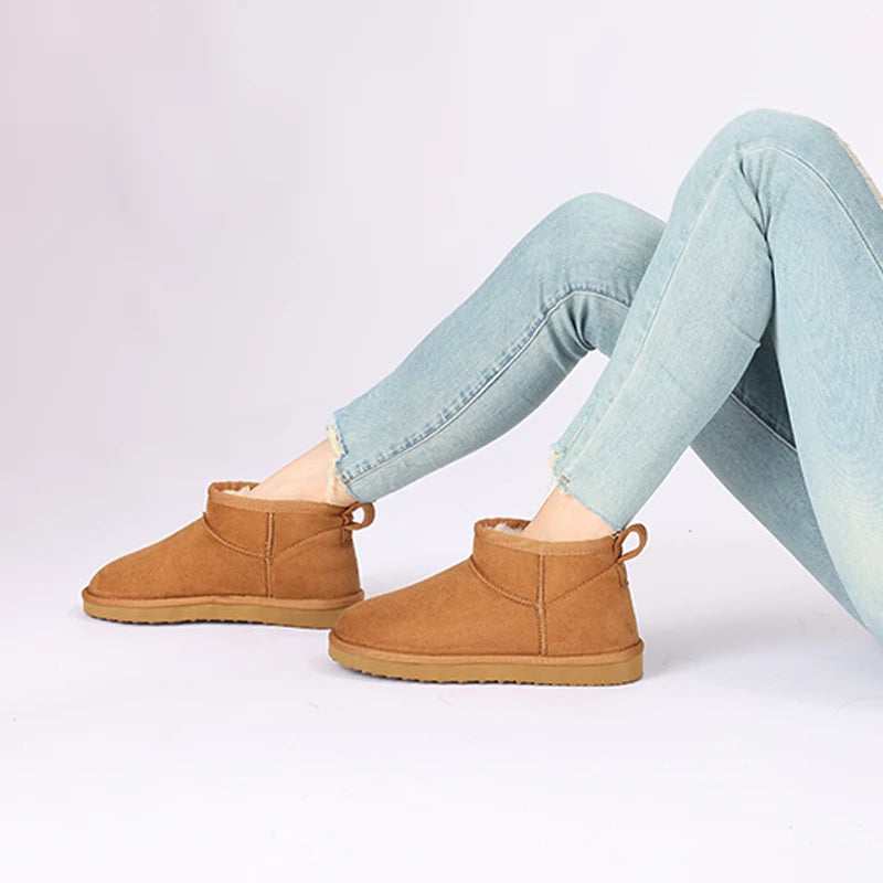 Women's Winter Snow Boots Classic Fur Plush Ankle Shoes Outdoor and indoor Use With Anti-Skid Warm Fuzzy Cotton Shoes