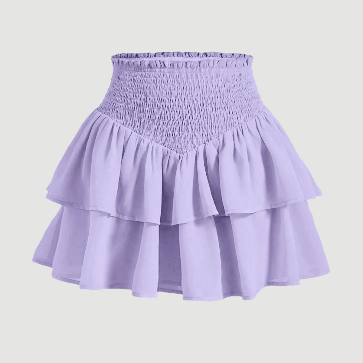 Dames minirok met hoge taille, peplum, gelaagd, casual, alle seizoenen, basic, effen, preppy, uitlopende A-lijn rokken