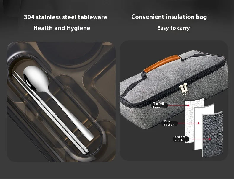 316 Stainless Steel FoodGrade Extra-Large Insulated Airtight Lunch Box - Microwave Safe Container for Office Workers & Students