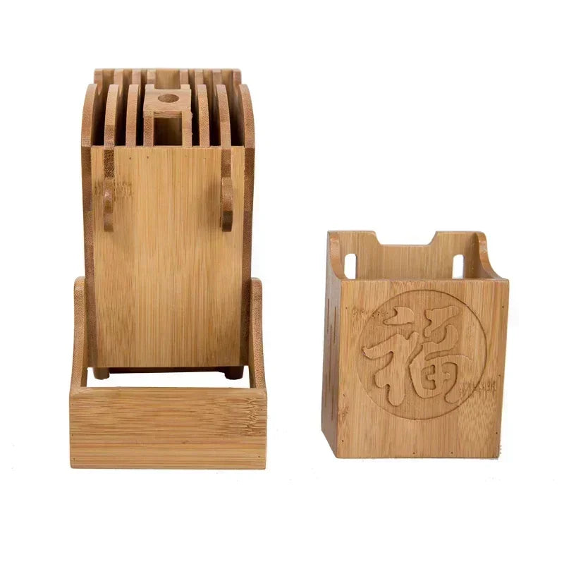 Wood Kitchen Knife Holder Bamboo Scissors Chopsticks Gadget Storage Shelf Rack Knife Block Stand Organizer Accessories