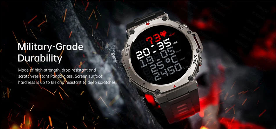 2025 New Outdoor Military Smart Watch Men GPS Track Waterproof Swim Health Monitor Compass GPS Sport Fitness Smart Watch Bracelet