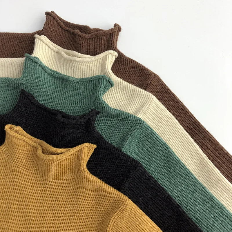 Kids Sweaters Half Turtleneck Girls Base Sweaters 5 Colours Girls Boys Knit Pullover 1-6Y Unisex