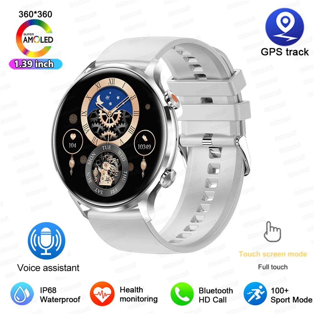 2025 New Smartwatch Women AMOLED HD Screen Always On Display Bluetooth Call IP68 Waterproof GPS Smart Men Watch - Compatible with Android IOS