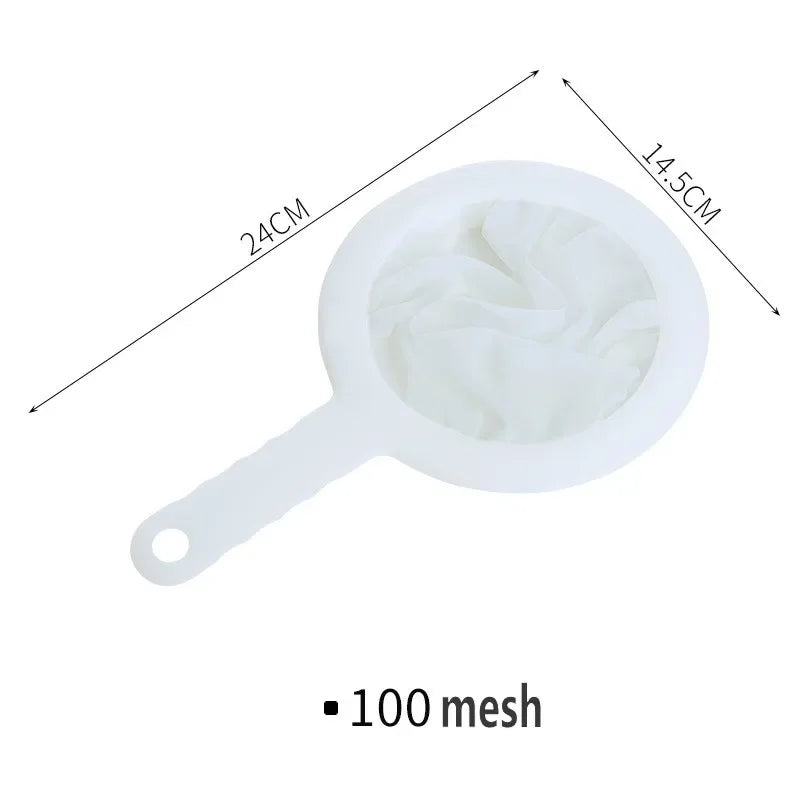Kitchen Juice Sifter Reusable Nylon Fine Colander Mesh Sieve Strainer with Handle for Tea Soymilk Coffee Home Food Filter Tools