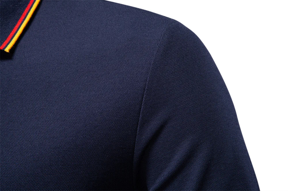 2025 Men's Henley Polo Shirt Cotton Solid Colour Long Sleeve Designer Polo for Male Social Luxury Touch