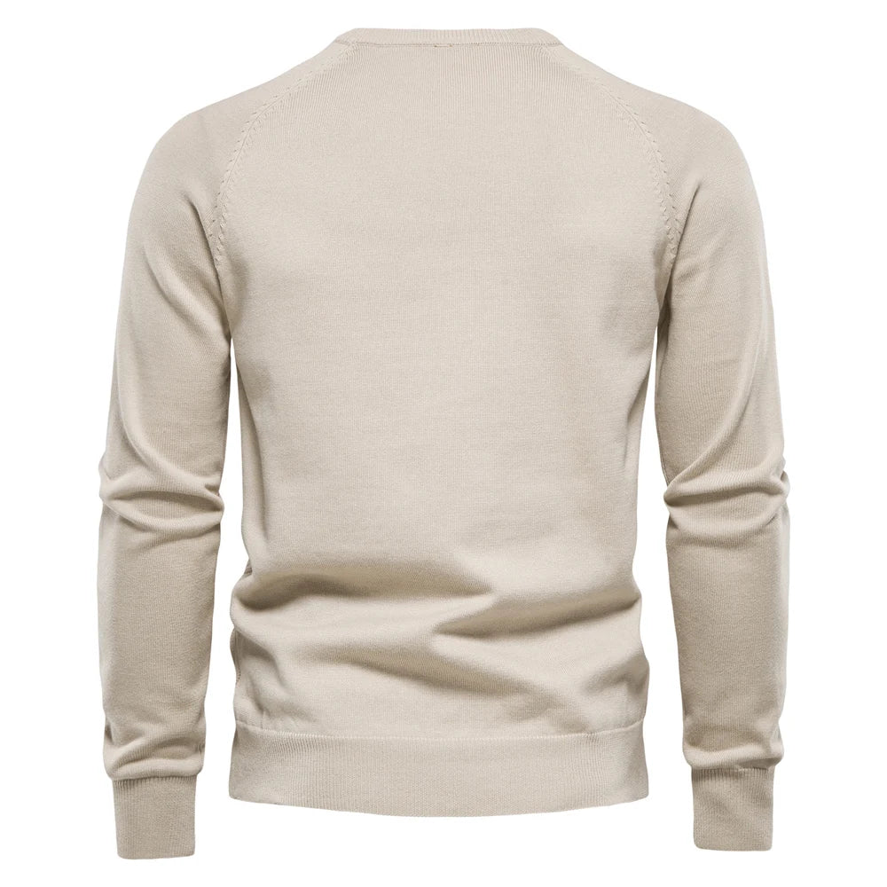Men's Argyle Solid Colour O-neck Long-Sleeve Knitted Sweaters - Pullover Winter Warm Sweaters